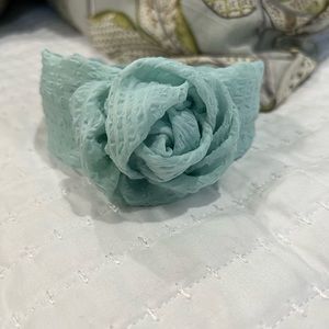 Anthropologie Aqua Floral Twist Tie Headband NWOT